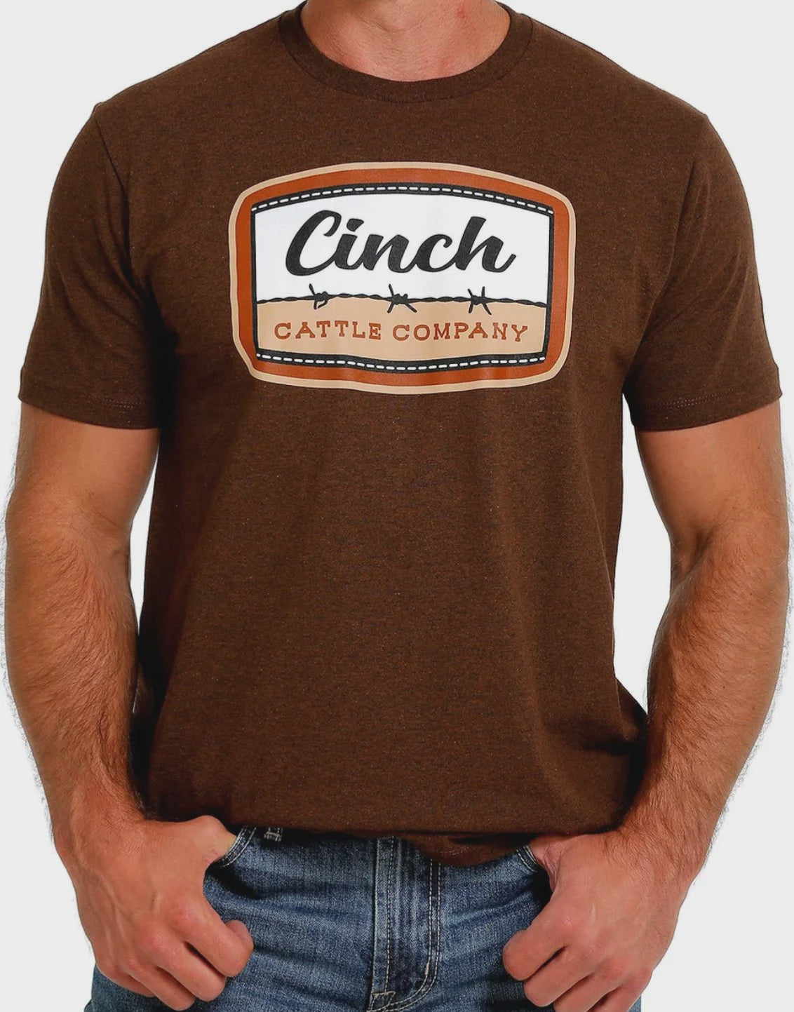 Mens Cinch Cattle Company Logo Tee Tshirt - Brown (6924211814477)