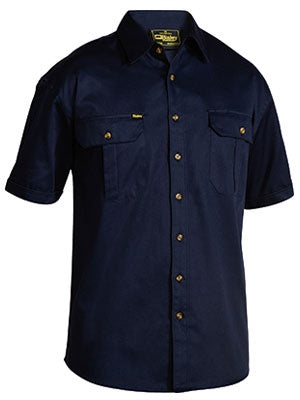 Mens Bisley Open Front Cotton Drill S/S Workshirt (6680795217997)
