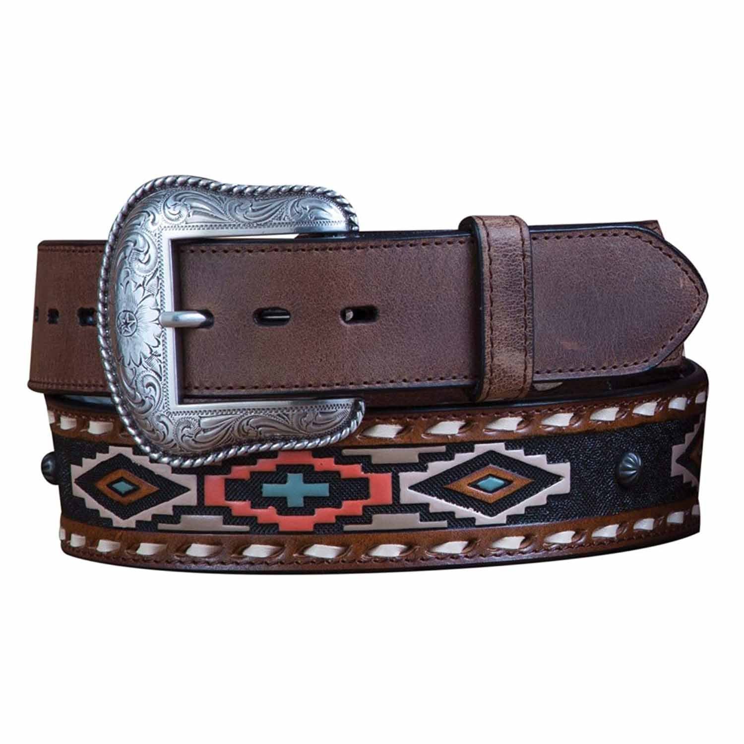 Mens Roper Brown/Handpainted Leather Belt w21 (6664785330253)