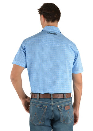 Mens Wrangler Ferguson Short Sleeve Western Shirt - Blue (6785441333325)
