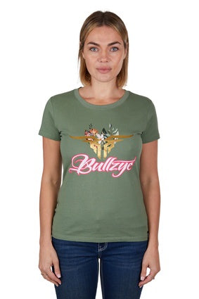 Womens Bullzye Foliage Tee Tshirt - Moss (6913132134477)