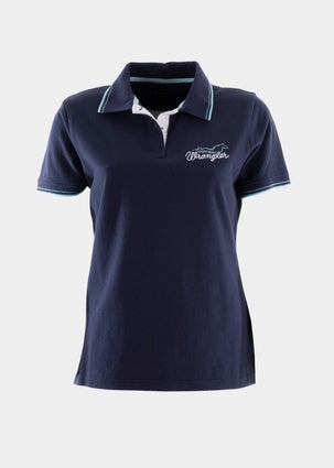 Womens Wrangler Gerry Polo Shirt - Navy (6833995513933)