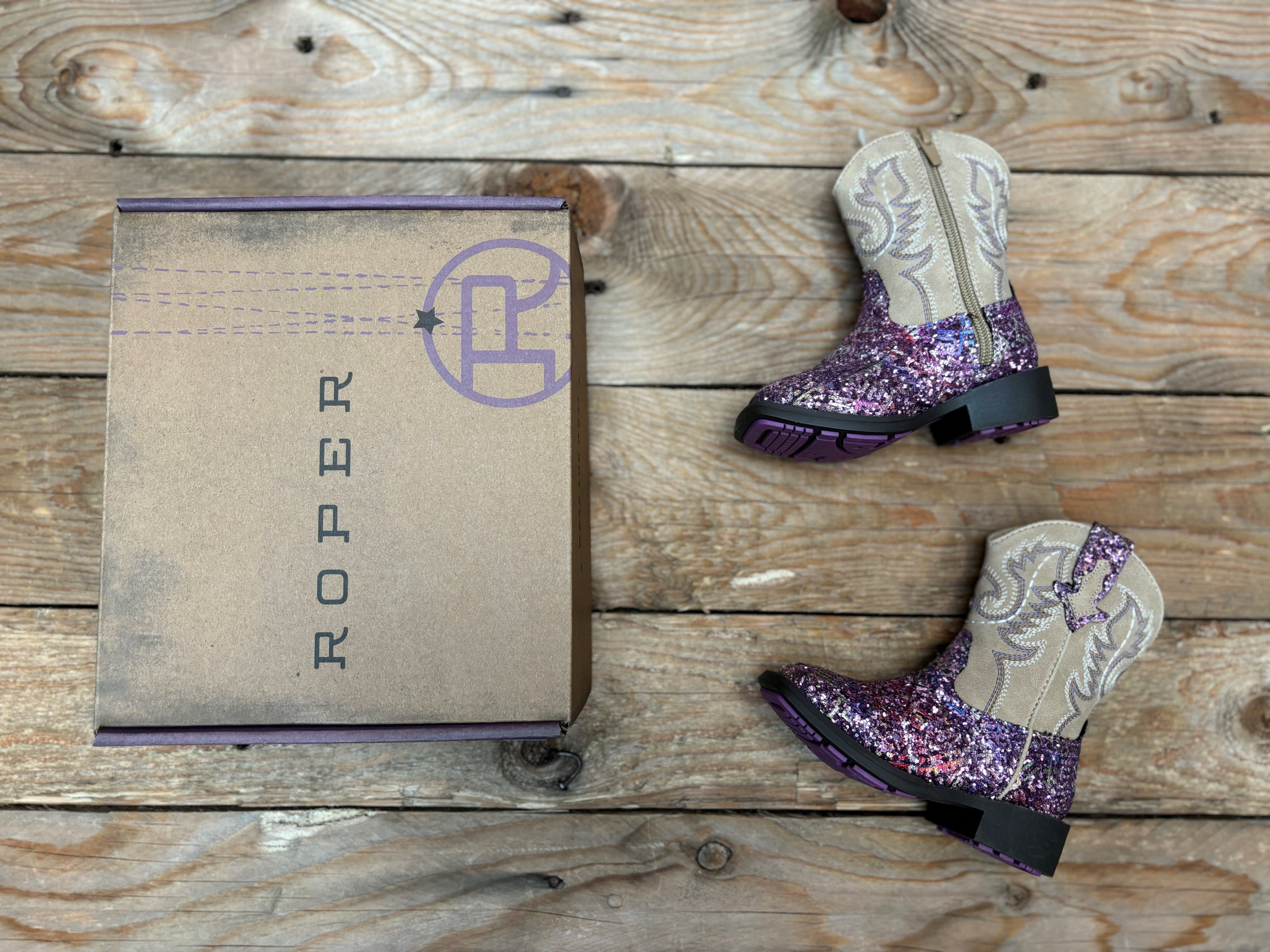Toddler Roper Southwest Glitter Purple Boot (7011379478605)