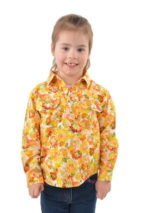 Kids Hard Slog 1/2 Button Long Sleeve Shirt - Barbara (6854575652941)