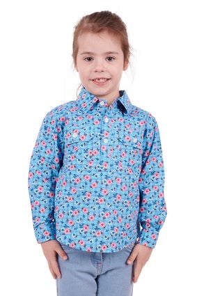 Kids Hard Slog 1/2 Button LS Shirt - Becki (6894474690637)