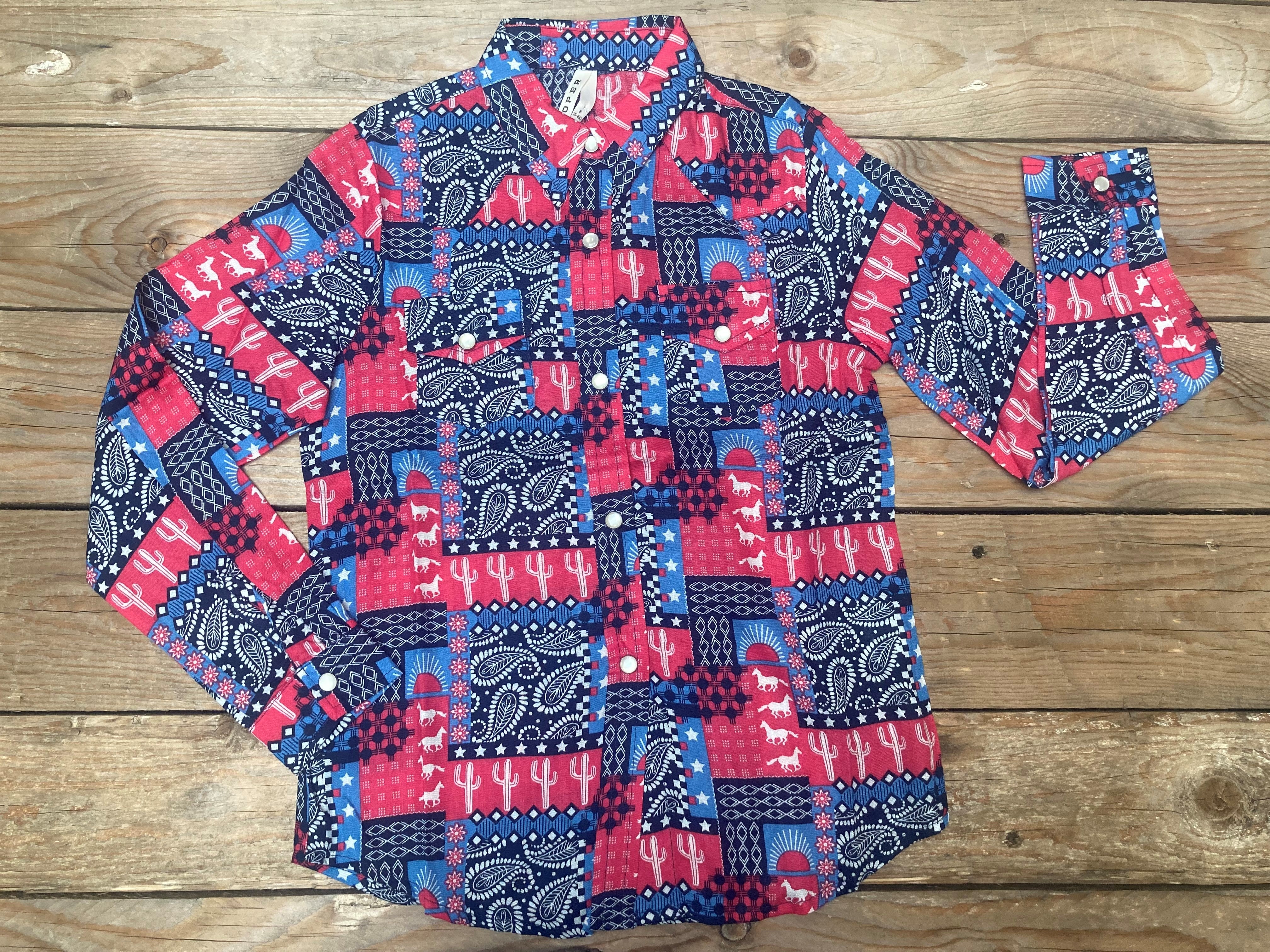Girls Kids Roper 5 Star L/S Shirt - Print Red (6913512570957)