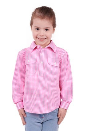 Kids Hard Slog 1/2 Button LS Shirt - Luvenia (6894475903053)