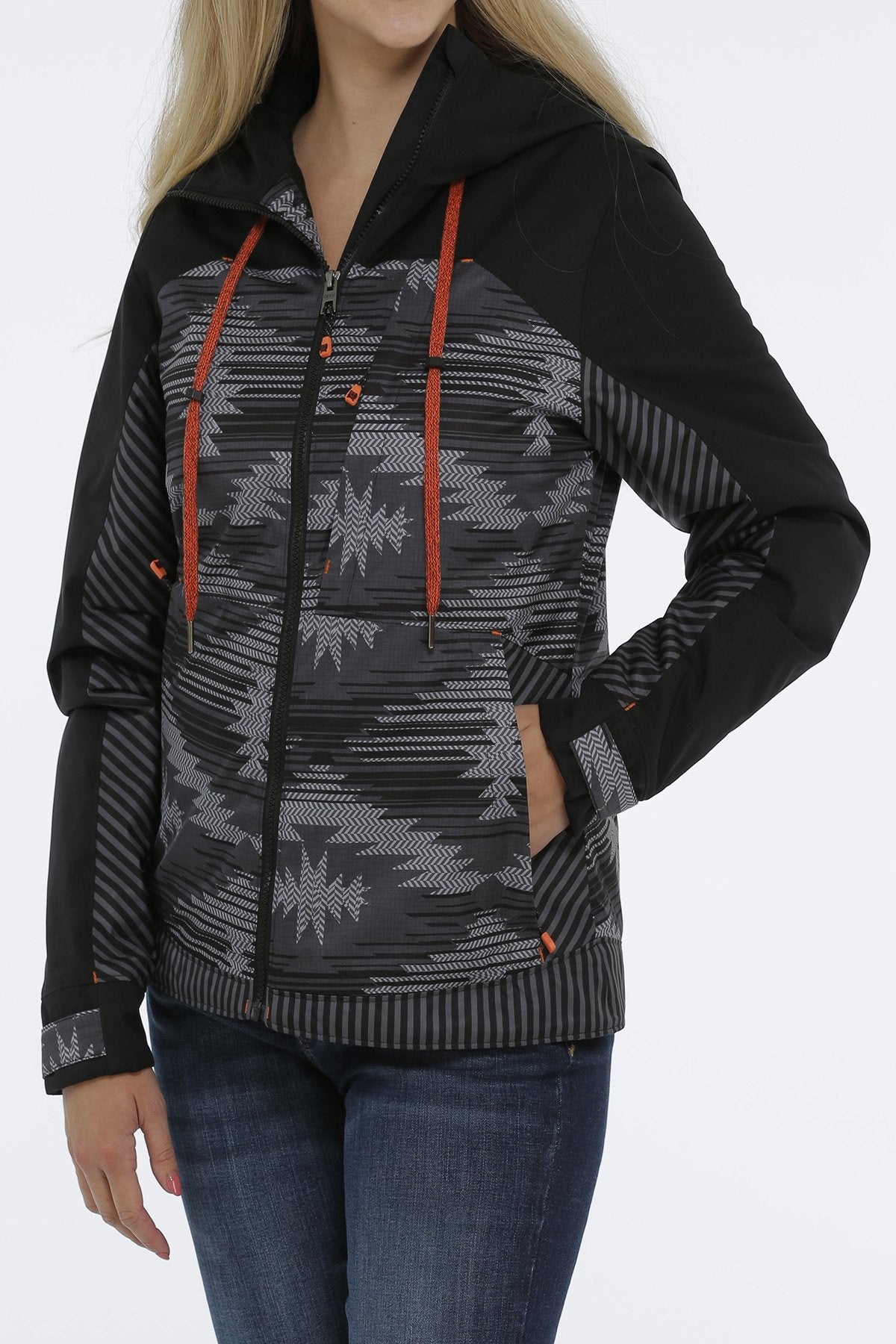 Womens Cinch Black Aztec Print Ski Jacket (6850902294605)