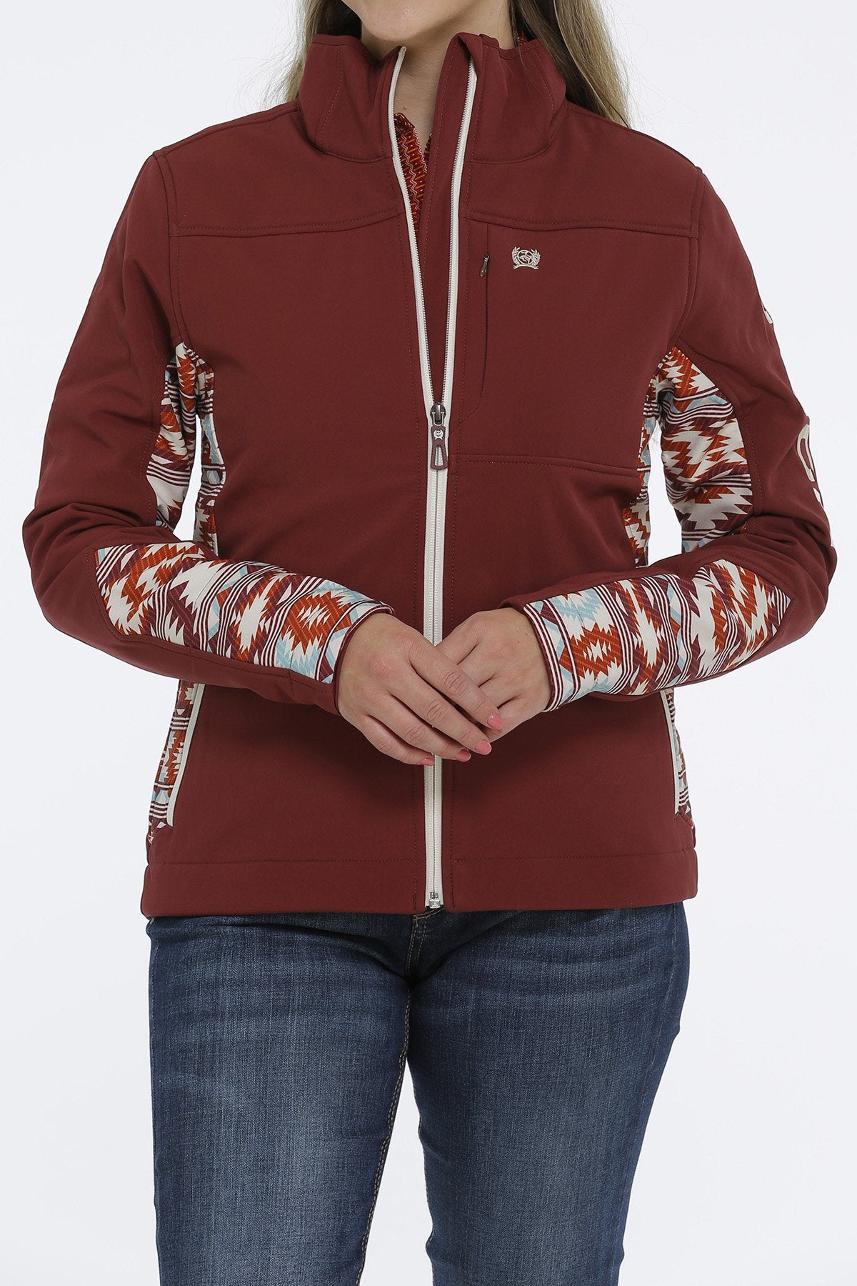 Womens Cinch Concealed Carry Bonded Jacket - Burgundy Aztec (6850930180173)