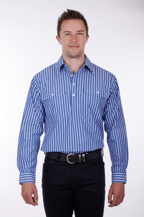 Mens Hard Slog 1/2 Button LS Shirt - Charlie (6894476165197)
