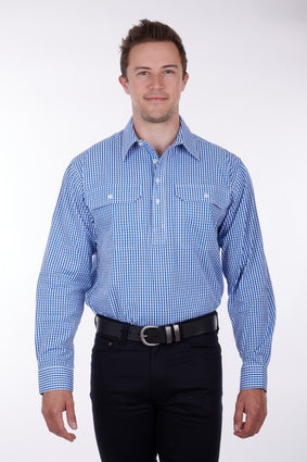 Mens Hard Slog 1/2 Button LS Shirt - Devin Check (6894476099661)