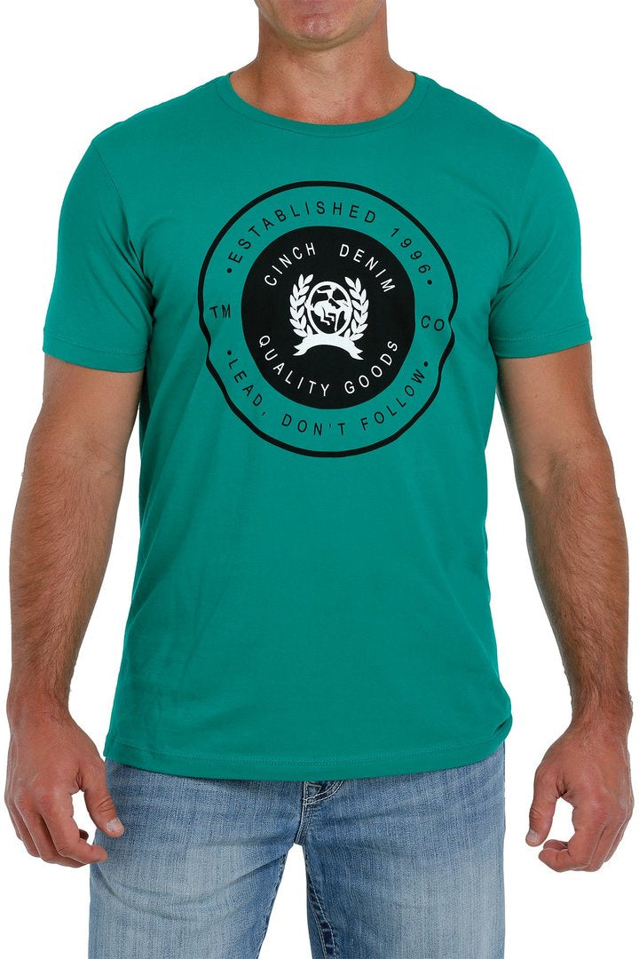 Mens Cinch Green Crew Neck Logo Tee (6685103030349)