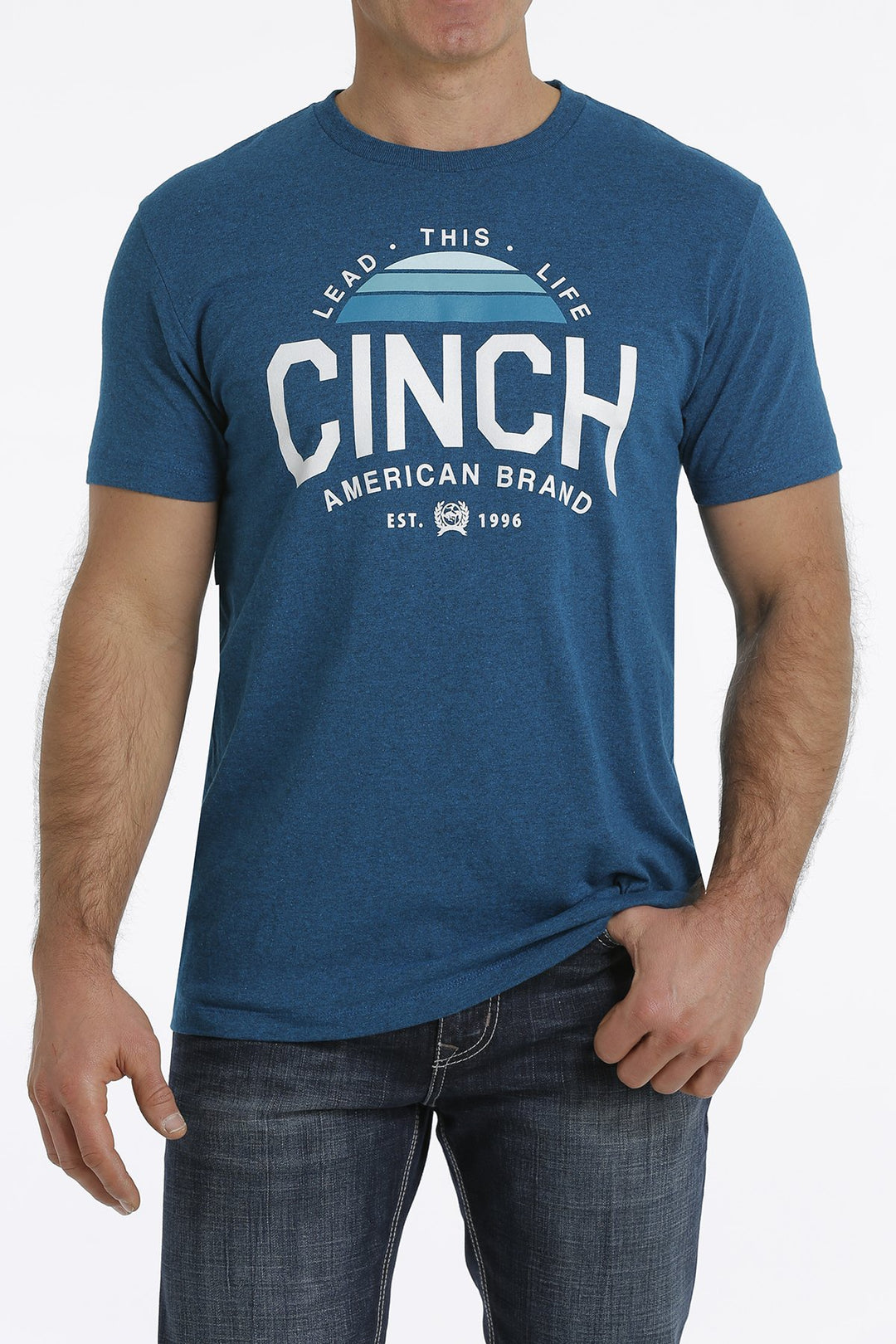 Mens Cinch Lead this Life Heathered Teal Tee (6732697993293)