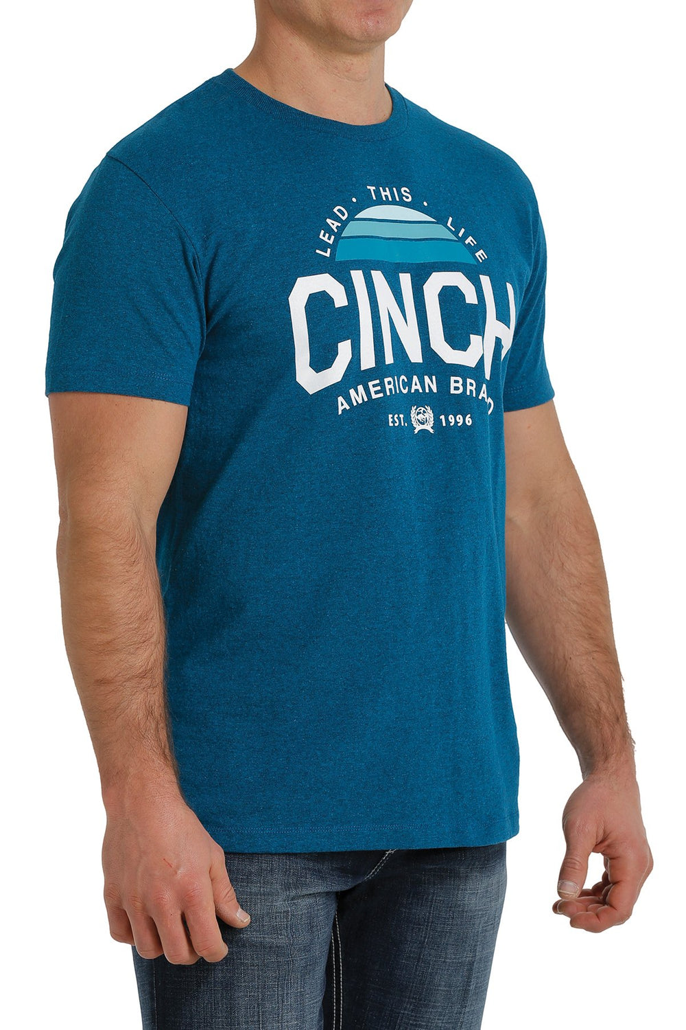 Mens Cinch Lead this Life Heathered Teal Tee (6732697993293)