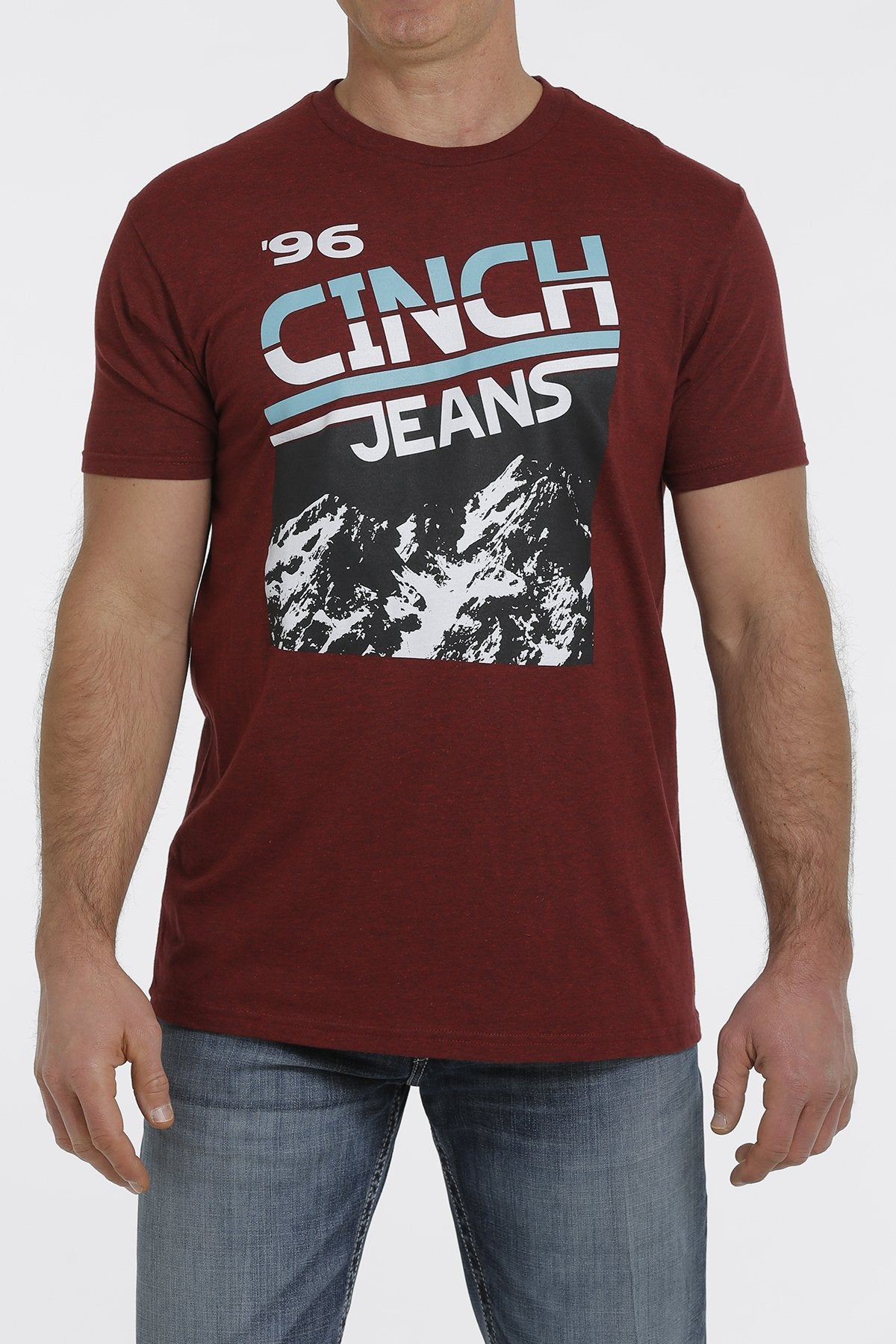 Mens Cinch 96 Jeans Tee Tshirt - Cranberry (6809261047885)