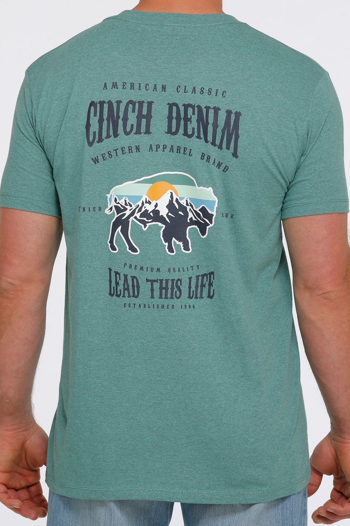 Mens Cinch Lead This Life Bison Tee Tshirt - Emerald (6852747657293)