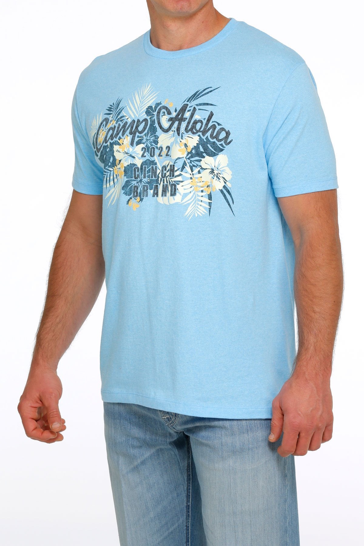 Mens Cinch Camp Aloha Tee Tshirt - Sky Blue (6809263046733)