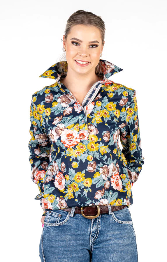 Womens Hitchley & Harrow O66 Navy Base Floral Loose Fit Shirt (6827147395149)