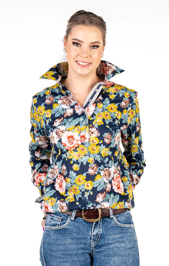 Womens Hitchley &amp; Harrow O66 Navy Base Floral Loose Fit Shirt (6827147395149)