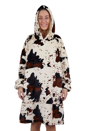 Womens Pure Western Cow Print Snuggle Hoodie (7033678757965)