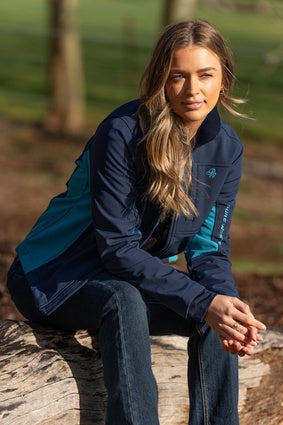 Womens Pure Western Tracy Softshell Jacket - Navy / Aqua (7033677054029)