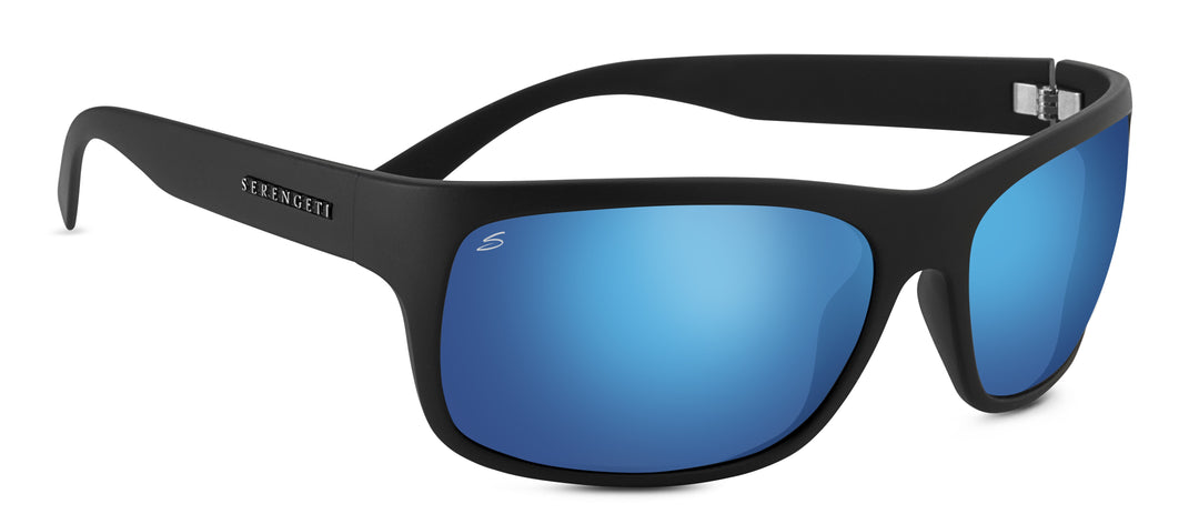 Serengeti Sunglasses - Pistoia - Satin Black with Blue (6858376380493)