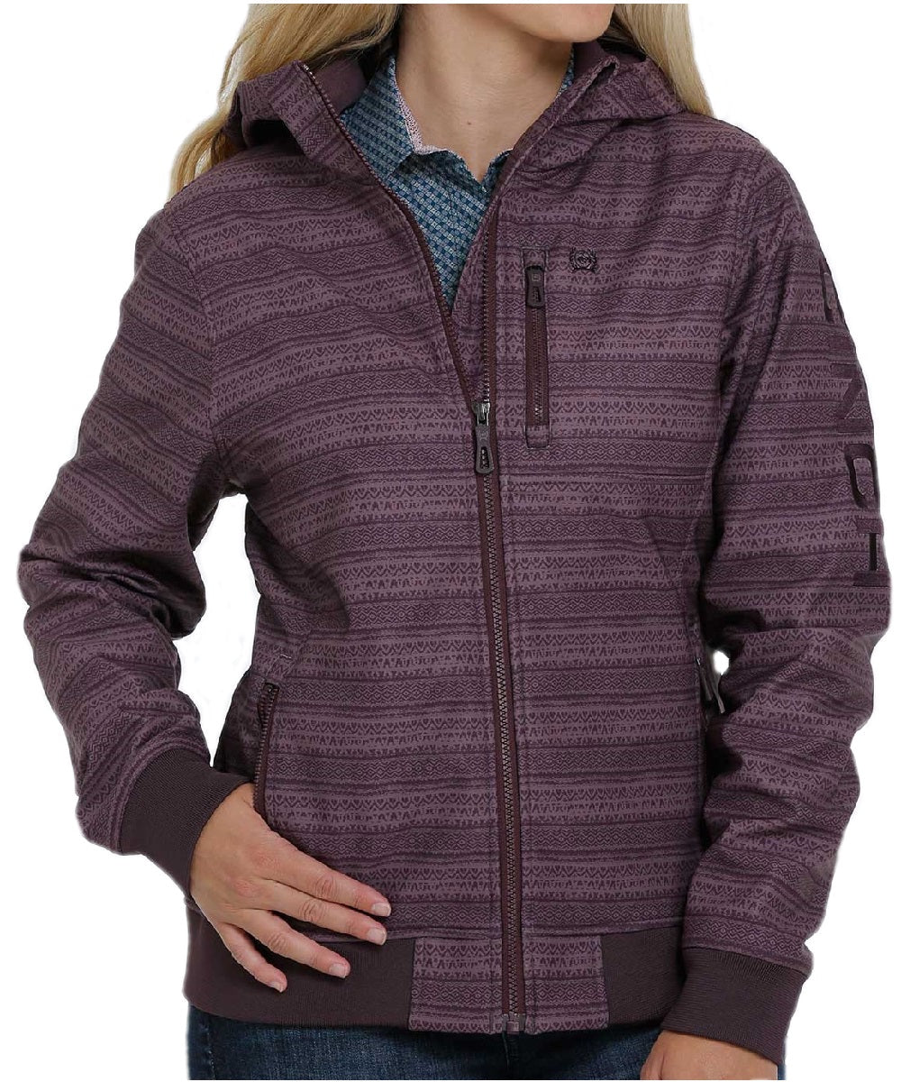 Womens Cinch Purple Stripe Bonded Hooded Jacket (6750913331277)