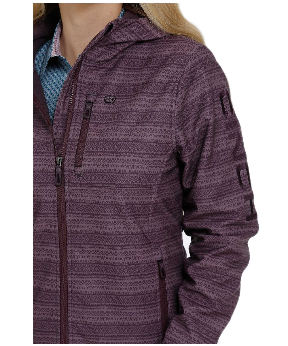 Womens Cinch Purple Stripe Bonded Hooded Jacket (6750913331277)