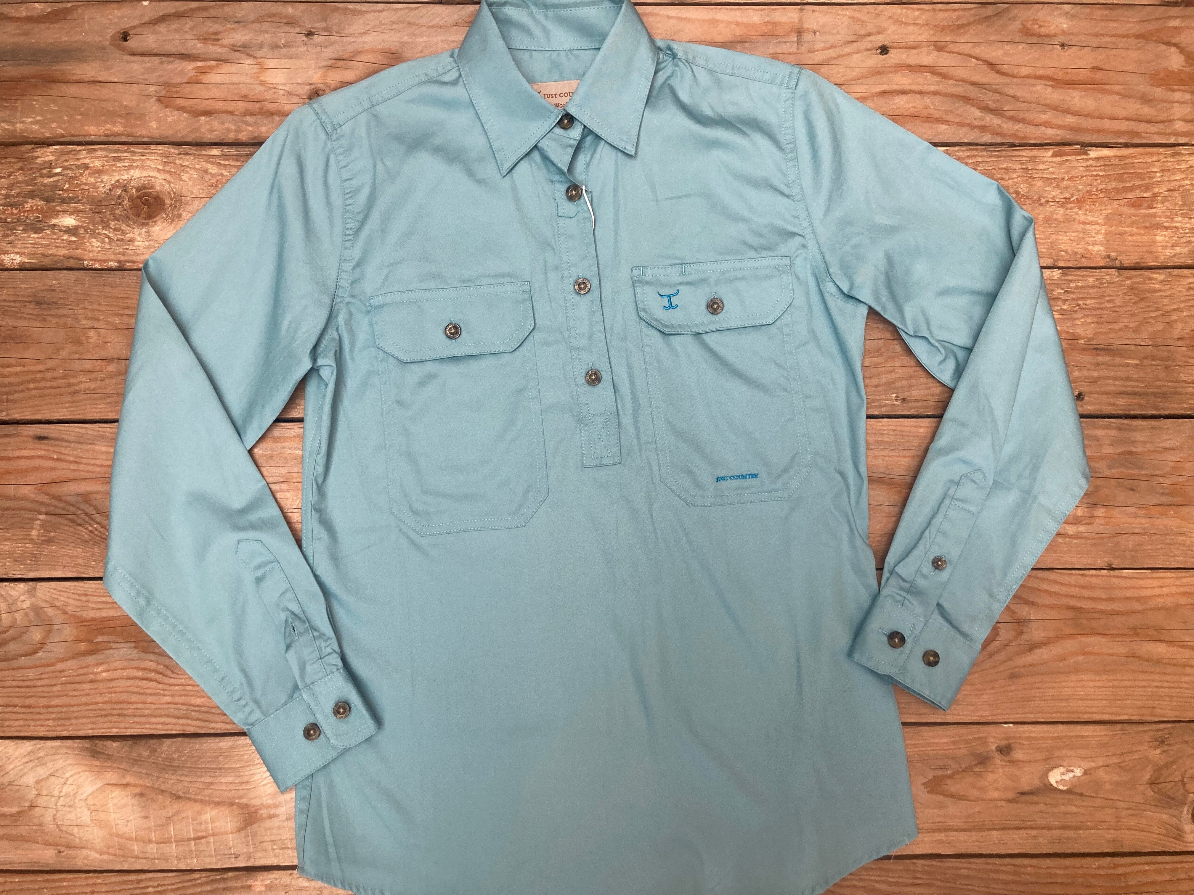Womens Just Country Jahna 1/2 Button Workshirt - Reef (6969319850061)