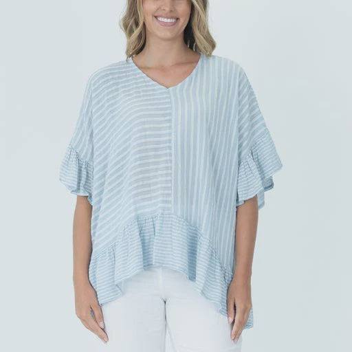 Womens Pale Blue Stripe Relaxed Top (7012672766029)