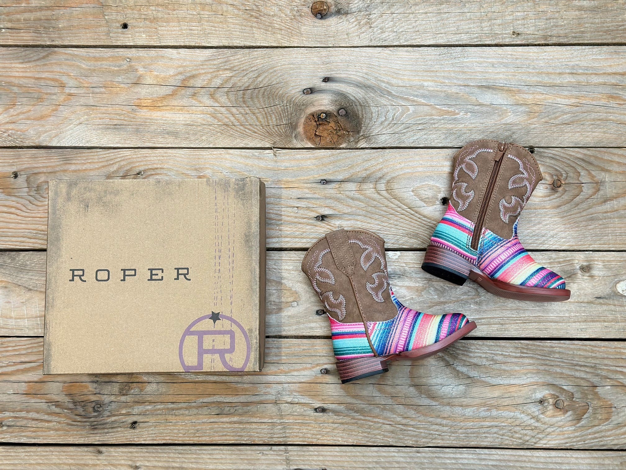 Toddler Roper Glitter Serape Boot - Tan / Serape (7026116296781)