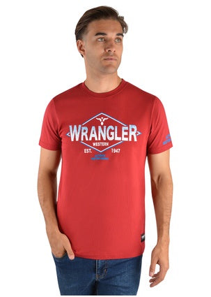 Mens Wrangler Smith Tee Tshirt - Red (6785443168333)