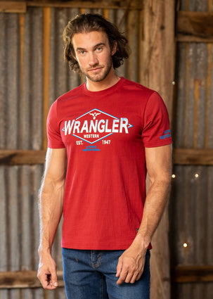 Mens Wrangler Smith Tee Tshirt - Red (6785443168333)