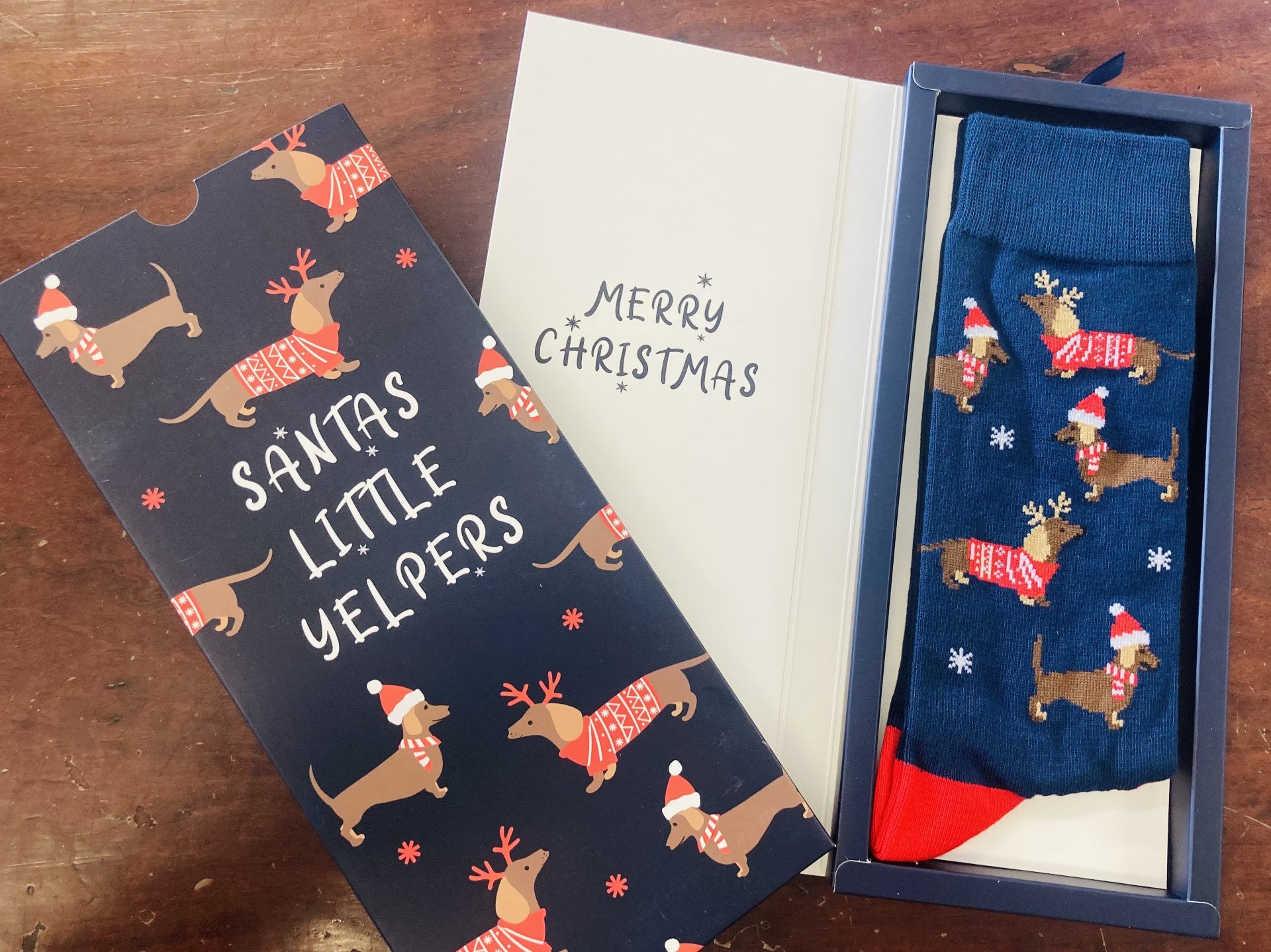Mens Bamboozld Santas Little Yelpers Bamboo Sock Card (6931566297165)