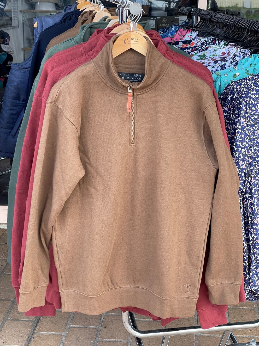 Mens Pilbara Classic Zipper Pullover Tobacco (6732167741517)