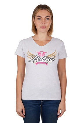 Womens Bullzye Wings Tee Tshirt - White Marle (6913132200013)
