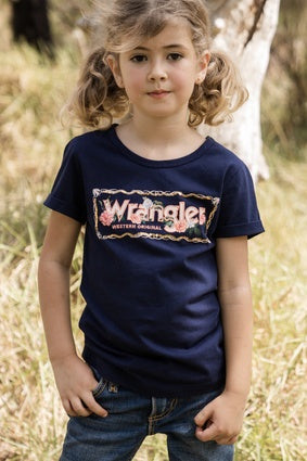 Girls Kids Wrangler Iris Tee Tshirt - Navy (6894491435085)