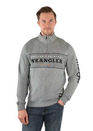 Mens Wrangler Walker 1/4 Zip Pullover Jumper - Charcoal (6854560645197)